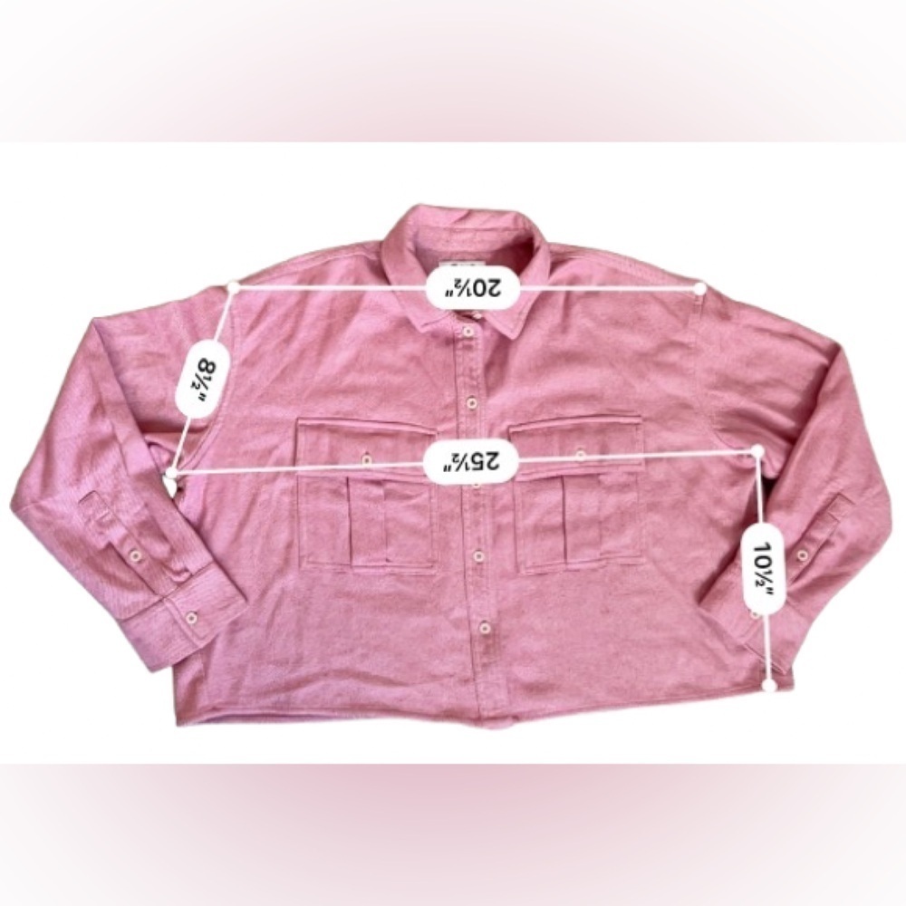 Madewell Flannel Cargo Button-Up Shirt in Nouveau Pink Melange. Size M - Picture 6 of 8